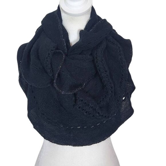 C. Wonder by Christian Siriano Black Infinity Scarf with Metallic Silver Edge - Picture 1 of 6